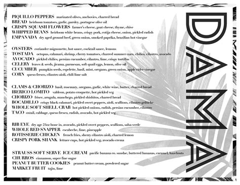 dama los angeles|dama menu.